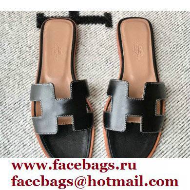 Hermes Oran Flat Sandals in Swift Box Calfskin 19