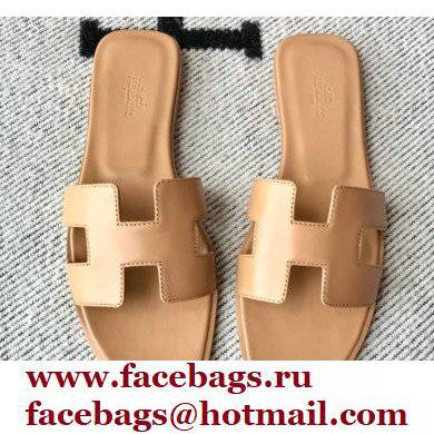 Hermes Oran Flat Sandals in Swift Box Calfskin 24