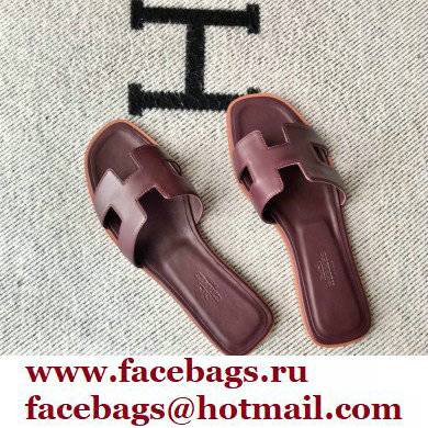 Hermes Oran Flat Sandals in Swift Box Calfskin 25