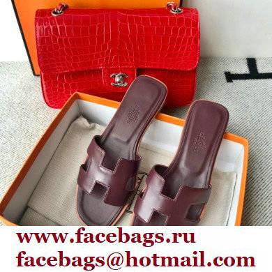 Hermes Oran Flat Sandals in Swift Box Calfskin 25