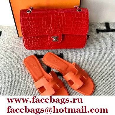 Hermes Oran Flat Sandals in Swift Box Calfskin 32