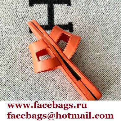 Hermes Oran Flat Sandals in Swift Box Calfskin 32