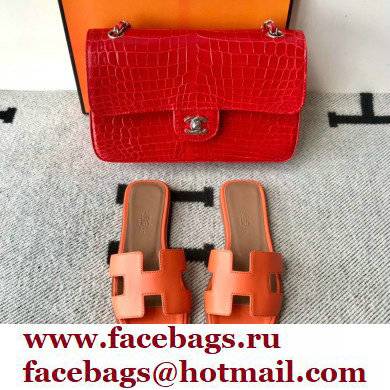 Hermes Oran Flat Sandals in Swift Box Calfskin 33