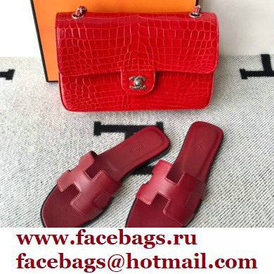 Hermes Oran Flat Sandals in Swift Box Calfskin 37