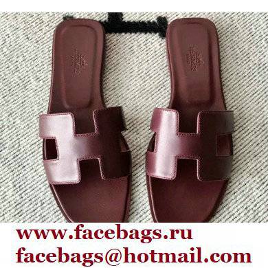 Hermes Oran Flat Sandals in Swift Box Calfskin 43