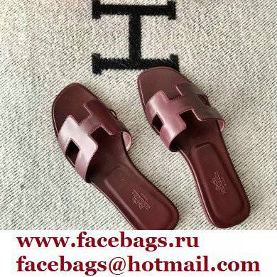 Hermes Oran Flat Sandals in Swift Box Calfskin 43