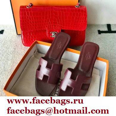 Hermes Oran Flat Sandals in Swift Box Calfskin 43