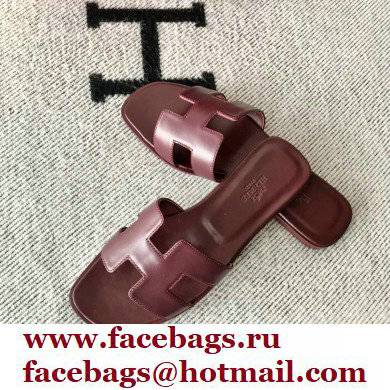 Hermes Oran Flat Sandals in Swift Box Calfskin 43