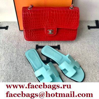 Hermes Oran Flat Sandals in Swift Box Calfskin 45