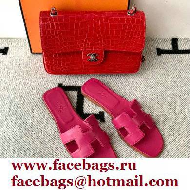 Hermes Oran Flat Sandals in Swift Box Calfskin 49