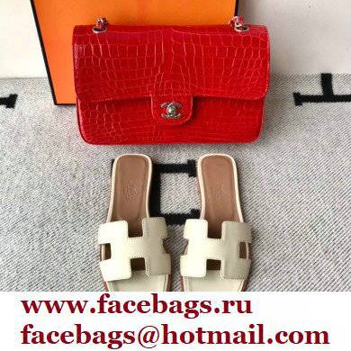 Hermes Oran Flat Sandals in Swift Box Calfskin 51