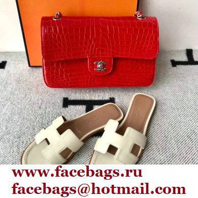 Hermes Oran Flat Sandals in Swift Box Calfskin 51