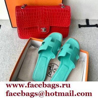 Hermes Oran Flat Sandals in Swift Box Calfskin 53