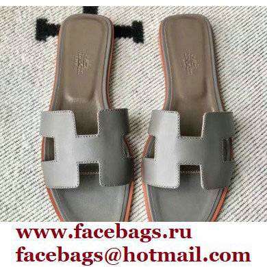 Hermes Oran Flat Sandals in Swift Box Calfskin 56