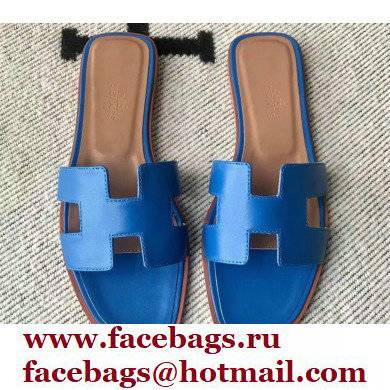 Hermes Oran Flat Sandals in Swift Box Calfskin 58