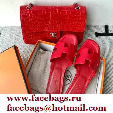 Hermes Oran Flat Sandals in Swift Box Calfskin 59