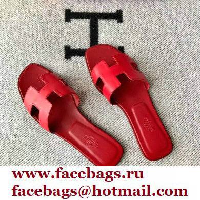 Hermes Oran Flat Sandals in Swift Box Calfskin 60