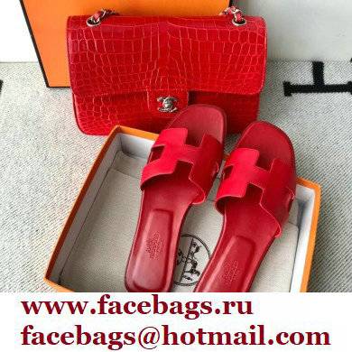 Hermes Oran Flat Sandals in Swift Box Calfskin 60