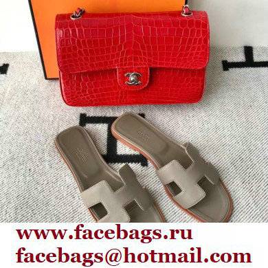 Hermes Oran Flat Sandals in Swift Box Calfskin 63