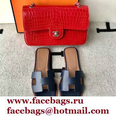 Hermes Oran Flat Sandals in Swift Box Calfskin 65