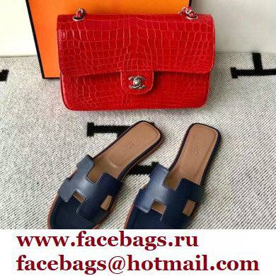 Hermes Oran Flat Sandals in Swift Box Calfskin 65