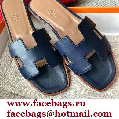 Hermes Oran Flat Sandals in Swift Box Calfskin 65