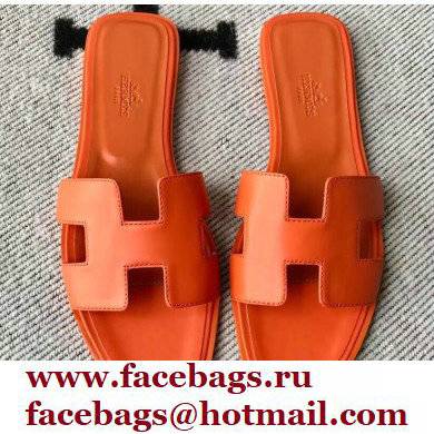 Hermes Oran Flat Sandals in Swift Box Calfskin 67