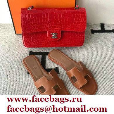 Hermes Oran Flat Sandals in Swift Box Calfskin 76