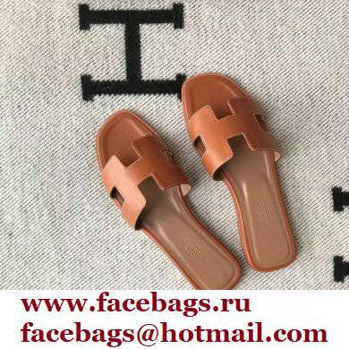 Hermes Oran Flat Sandals in Swift Box Calfskin 76