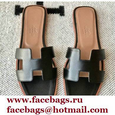 Hermes Oran Flat Sandals in Swift Box Calfskin 79