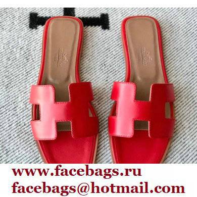 Hermes Oran Flat Sandals in Swift Box Calfskin 81