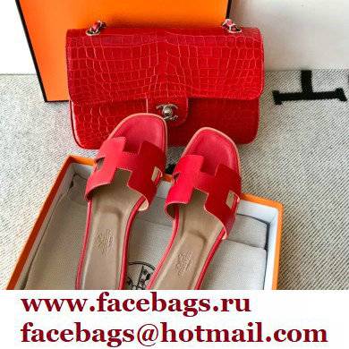 Hermes Oran Flat Sandals in Swift Box Calfskin 81