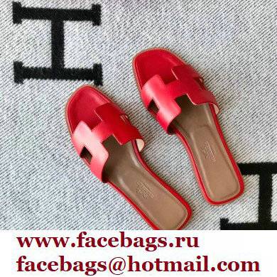 Hermes Oran Flat Sandals in Swift Box Calfskin 81