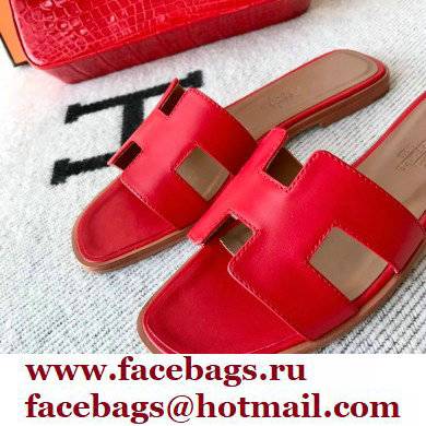 Hermes Oran Flat Sandals in Swift Box Calfskin 81