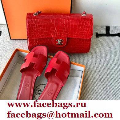 Hermes Oran Flat Sandals in Swift Box Calfskin 82