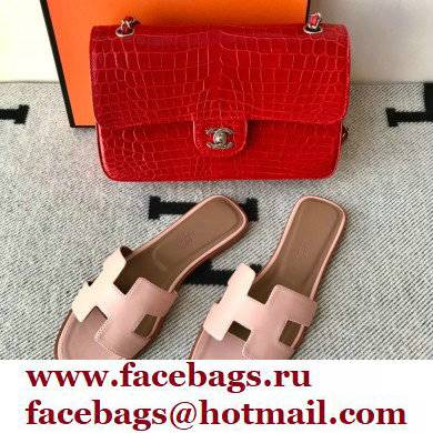 Hermes Oran Flat Sandals in Swift Box Calfskin 83