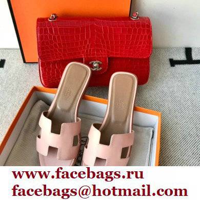 Hermes Oran Flat Sandals in Swift Box Calfskin 83