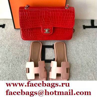 Hermes Oran Flat Sandals in Swift Box Calfskin 83