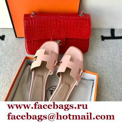 Hermes Oran Flat Sandals in Swift Box Calfskin 83