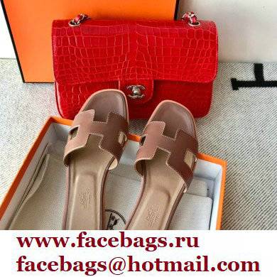 Hermes Oran Flat Sandals in Swift Box Calfskin 85