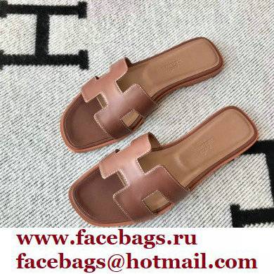 Hermes Oran Flat Sandals in Swift Box Calfskin 85