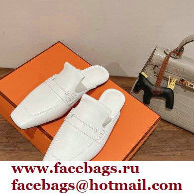 Hermes Perforated H Eloge mules White 2022