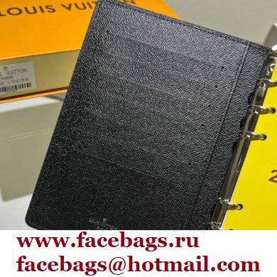 Louis Vuitton Medium Ring Agenda Cover Taiga Leather Black R20222