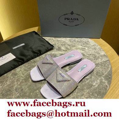 Prada Satin Flat Slides Sandals with Crystals 01 2022