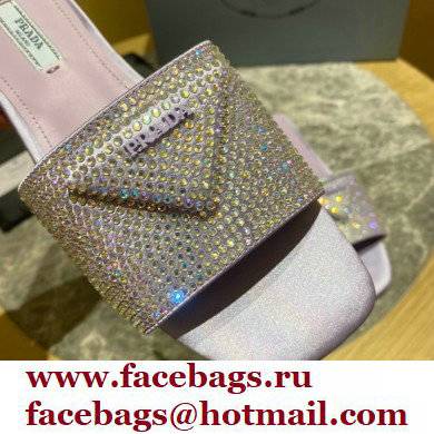 Prada Satin Flat Slides Sandals with Crystals 01 2022