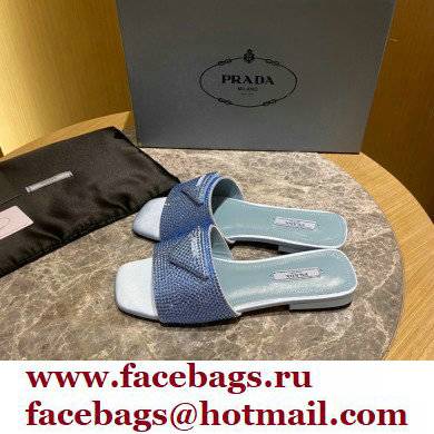 Prada Satin Flat Slides Sandals with Crystals 02 2022