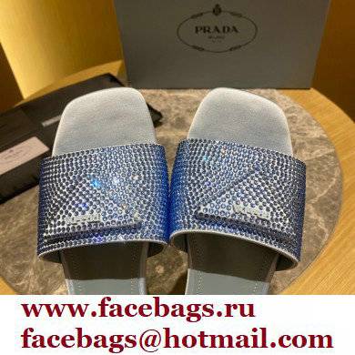 Prada Satin Flat Slides Sandals with Crystals 02 2022