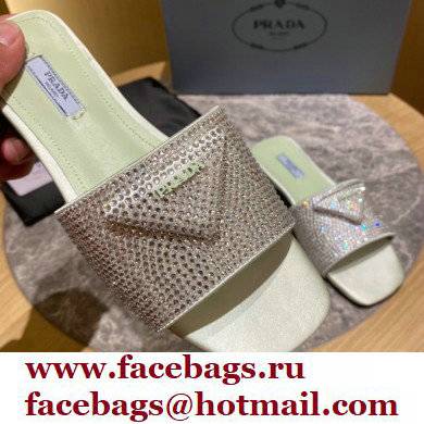 Prada Satin Flat Slides Sandals with Crystals 05 2022