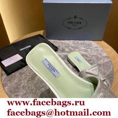 Prada Satin Flat Slides Sandals with Crystals 05 2022