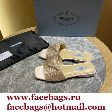 Prada Satin Flat Slides Sandals with Crystals 06 2022